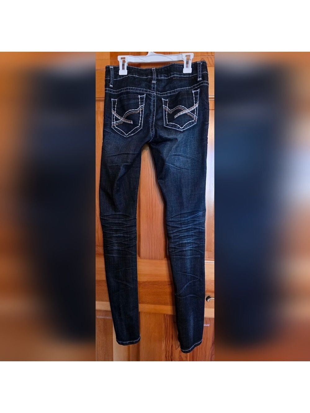 Vintage Zana Di Distressed Dark Wash 3 Long Skinny Jeans - Picture 3 of 6